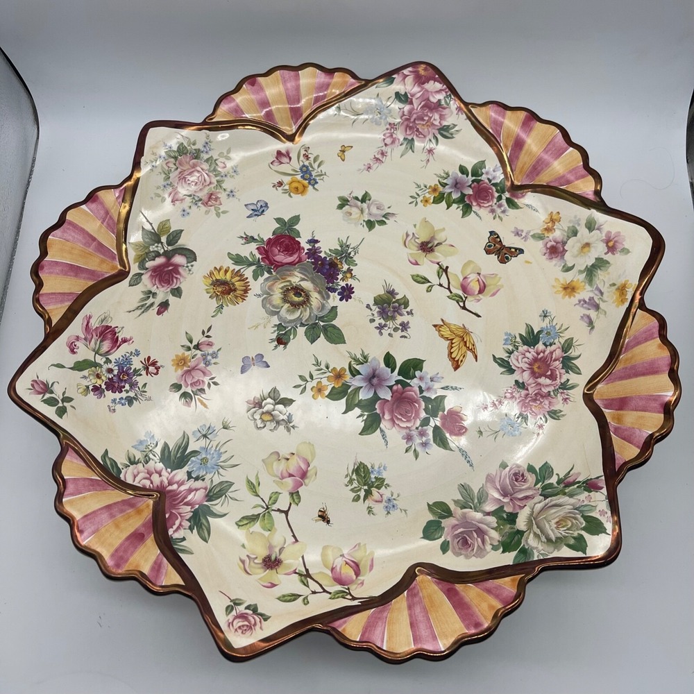 Rare! Chelsea Luster by MacKenzie Childs Extra Large Serving Platter 18.5"